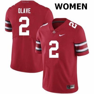 NCAA Ohio State Buckeyes Women's #2 Chris Olave Scarlet Nike Football College Jersey YYI0545EU